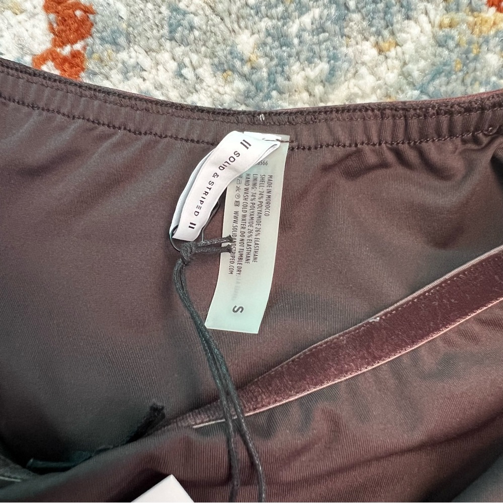 NWT🔖Solid & Striped Bikini Bottom Bowtie Velvet Brown High-rise Brigitte - Picture 3 of 8